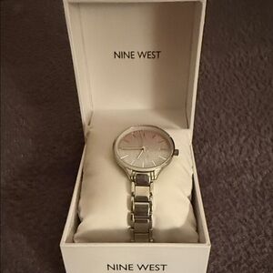 Nine West Silver Glitter Watch